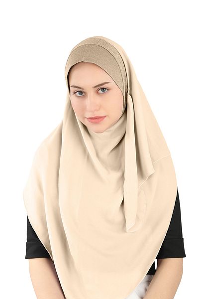 Ecardin Μπεζ Glittery Crepe Shawl - Relaxed Cut - St 098