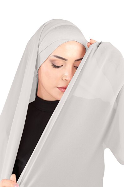 Ecardin شال شيفون متقاطع باللون الرمادي الفاتح - بونيه St 392