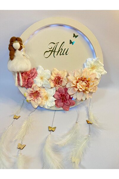 Mr Home LEDLİ KEÇE BEBEKLİ KIZ BEBEK ODASI KAPI SÜSÜ-ÇOCUK ODASI KAPI SÜSÜ-ÇİÇEKLİ KAPI SÜSÜ