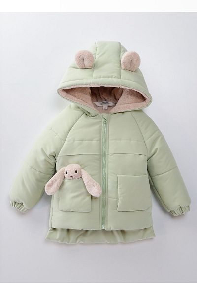 Midimod Gold Plush Rabbit Fleece Thick Girl's Coat for Age 2-7