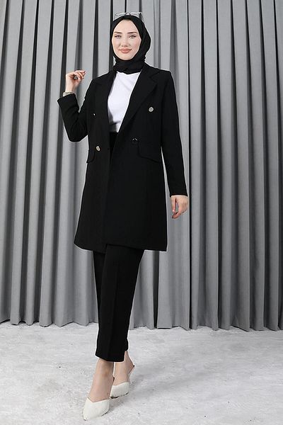 Giza Giyim Women's Black Blazer Jacket Set