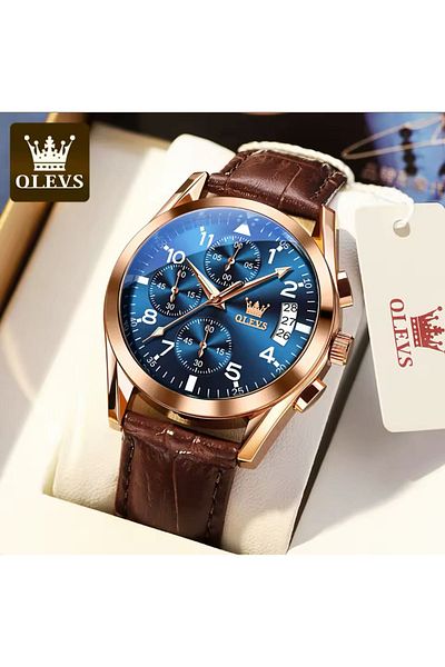 OLEVS Waterproof Leather Stylish Classic Watch with Cord