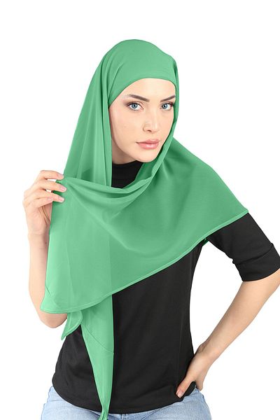 Ecardin Benetton St 103 - Eșarfă ovală din șifon gata cu bonetă