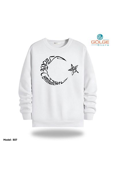 Gölge Store Φούτερ Unisex με στάμπα Ataturk Slimfit Crew Neck 2 νήματα