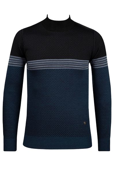 Çizgi Triko Tricotaj Stripe Bărbați Tricotaj pe jumătate cu gât țesut Pulover Imprimat Oțel Tricotat Regular Fit - 5009B