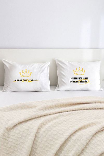 Hediyenza Double I Am Prince Printed Pillow - 50X70 cm I Am One Who Will Be Hurt with Your Words