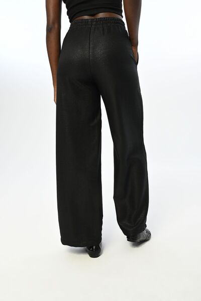 Orfeo Negro Women's Glittery Trousers with Wide Leg and Elastic Waist