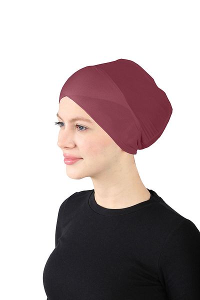 Ecardin Thin Parisian Breathable Fabric Seamless Cross Bonnet - St 370 Claret Red
