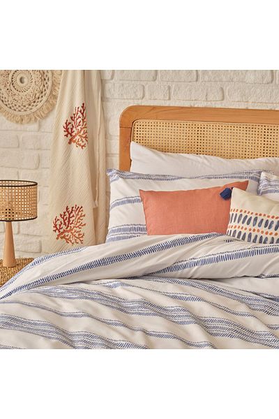 Bella Maison Set cuvertură de pilota 100% bumbac satinat Marine King Size Albastru (240x220 cm)