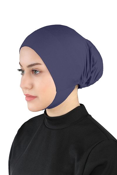 Ecardin Navy Blue Ready Hijab Bonnet - Jaw and Comfortable Neck Design - St 110