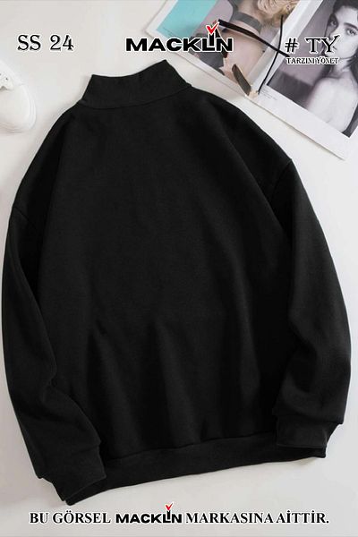 macklin Hanorac de bază unisex cu imprimeu Harry Potter Slytherin - guler vertical, jumătate cu fermoar