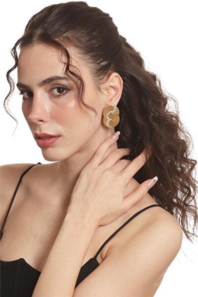 LABALABA Women's Lacquer Gold Color Plated Spike Model Spiral Printed Design Earrings