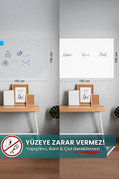 Pi Papers 1 Beyaz 1 Şeffaf, 100x150 Cm, Kendiliğinden Tutunan, Yapışkansız Sihirli Akıllı Kağıt Yazı Tahtası