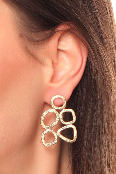 LABALABA Kadın Mat Altın Renk Kaplama Çivili Model Geometrik Tasarım Küpe