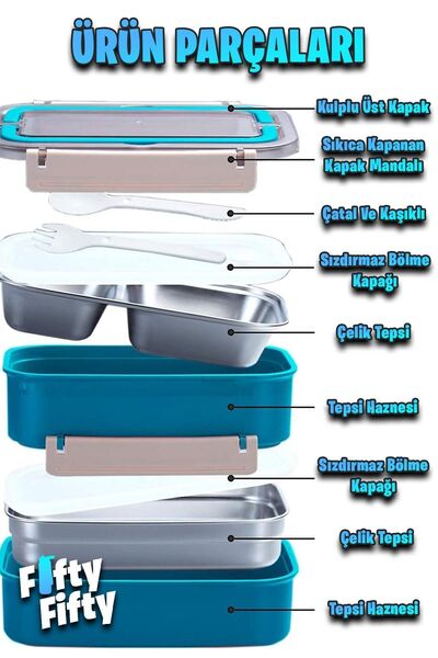 Vagonlife New Generation Bento Lunch Box - 1600 Ml, 2 Layers, Stainless Steel, Lunch Box - Fflbox2221