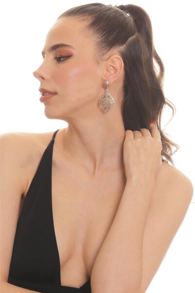 LABALABA Kadın Antik Gümüş Kaplama Çivili Model Çiçek Motifli Küpe