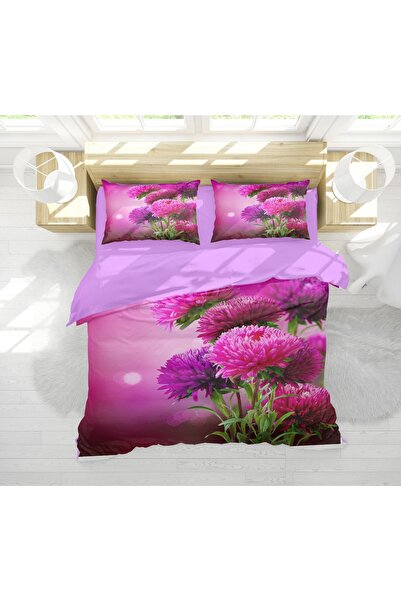 Home Nevresimhome mor çiçek desenli 3D boyutlu çift kişilik nevresim takımı