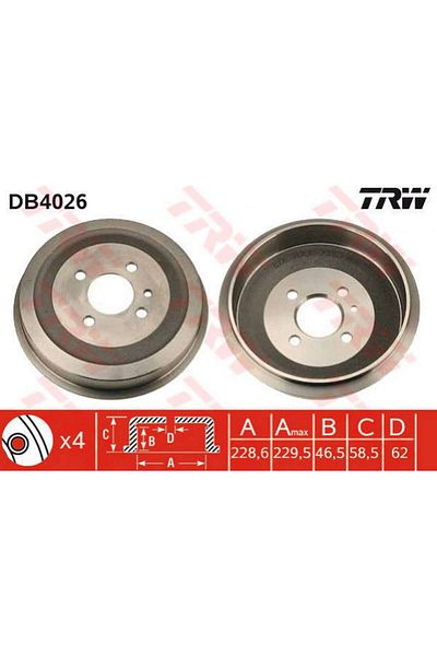 TRW Bmw E30 102008   - Brake Drum Rear