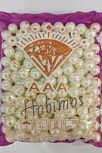 Hobimos 50 Pieces Cream 16mm a Quality Plastic Pearl Beads - Jewelry and Bag Making Beads