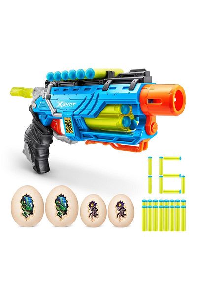 X-Shot صائد هجوم الديناصورات (بيضتان متوسطتان/بيضتان صغيرتان/16 سهمًا)