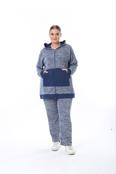 Şans Тъмносин голям размер анцуг с качулка Thessaloniki - 65N38326