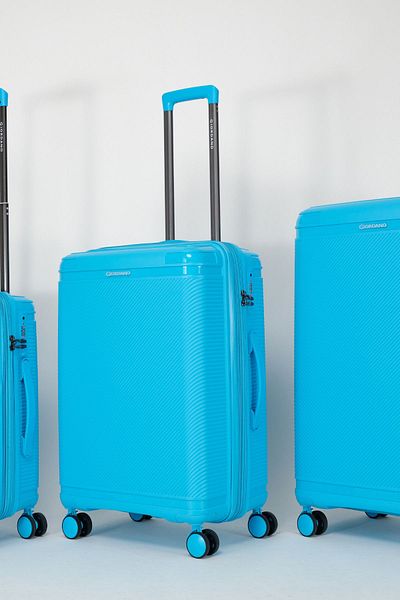 Giordano League Luggage Set of 3 Light Blue PP Travel Suitcase, Unbreakable Lightweight Expandable