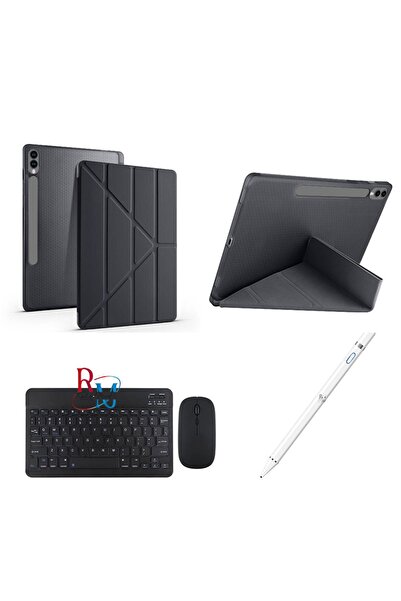 redmud teknoloji Galaxy Tab S7 FE LTE T737 T730 12.4'' Uyumlu Kılıf Dokunmatik Kalem ve Klavye Mouse 3'lü Set