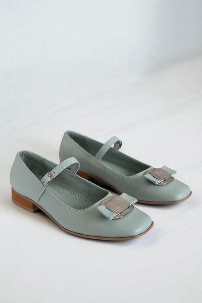 ERS Air Comfort Water Green Genuine Leather Single Strap Ballerina Buckle Stylish Casual Women's Shoes - K.356-016