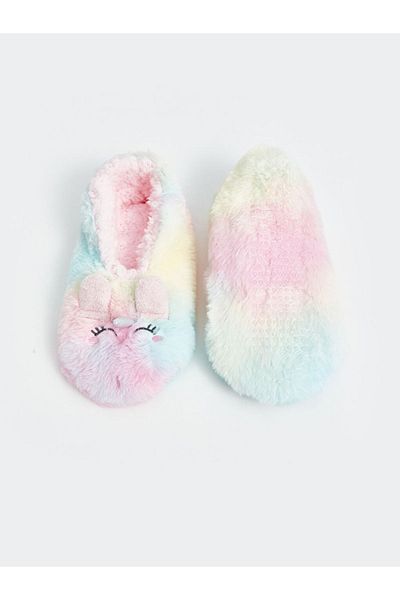 LC Waikiki Сладки цветни плюшени чорапи за дома за момиче - с котешки детайли