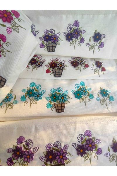 Fiesta Soft Velvet Towel - 6 Pieces, 3D Tufting Printed, 50X90 cm
