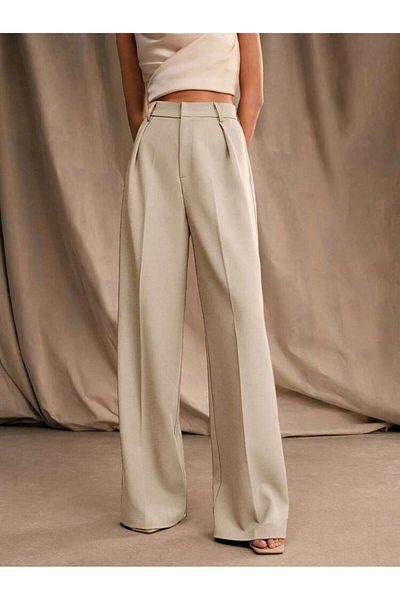 ketenhome Beige Palazzo Women's Trousers - Loose Cut
