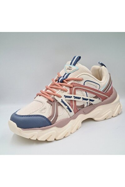 Jump 30852 Bej Renk Kalın Taban Kadın Sneaker Spor Ayakkabı
