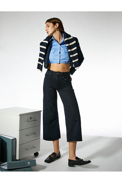 Koton Dunkel-Indigoblaue Jeans für Damen - 3wal40262md