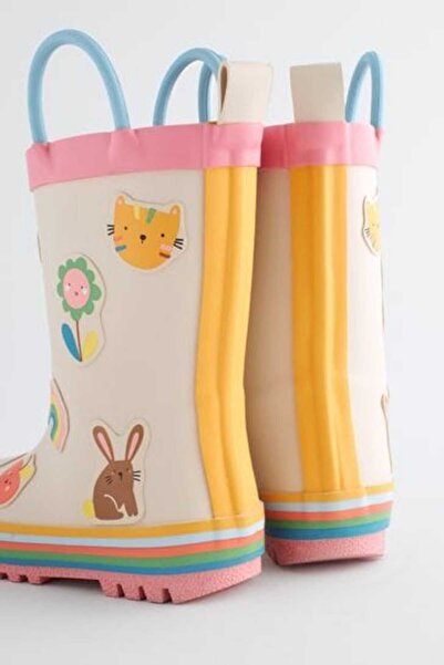 Next Baby Krem Animal Desenli Su Geçirmez  Yağmur Çizmesi / Bot