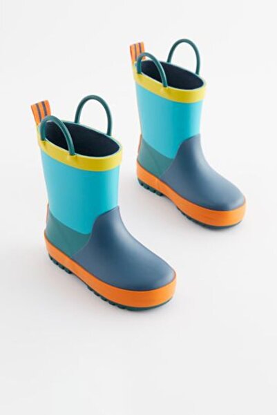 Next Baby Blue Color Block Waterproof Rain Boots / Boots
