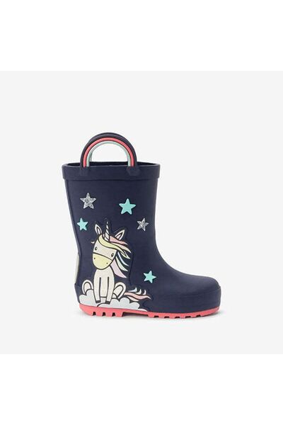 Next Baby Navy Blue Unicorn Patterned Waterproof Rain Boots / Boots