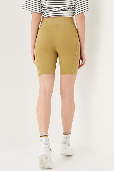 Curly Colanți biker cu cusături verde ulei