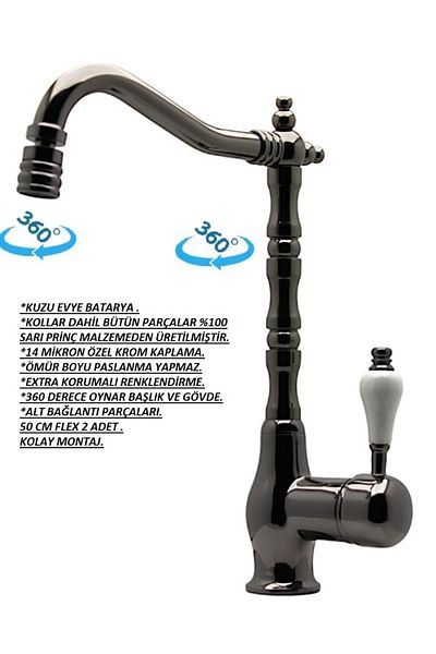 Class Armatür Smoked Kitchen Sink Faucet