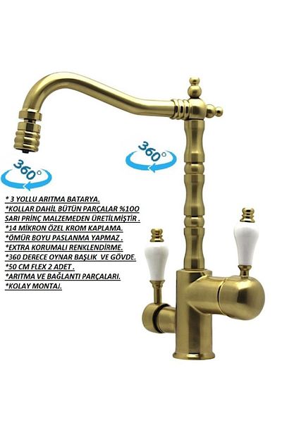 Class Armatür Purified Rustic Matte Gold Sink Faucet