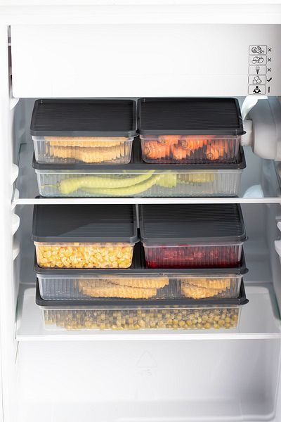 Porsima 1101-1169 16-Piece Anthracite Fridge Organizer - Microwave, Deep Freezer and Freezer Pulses Storage Container