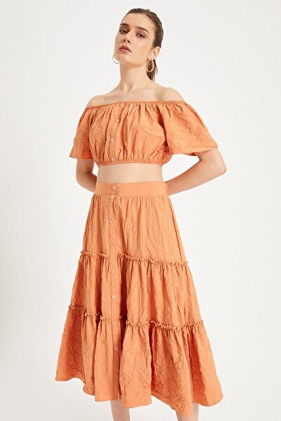Curly Set de bluză și fustă portocalie ars