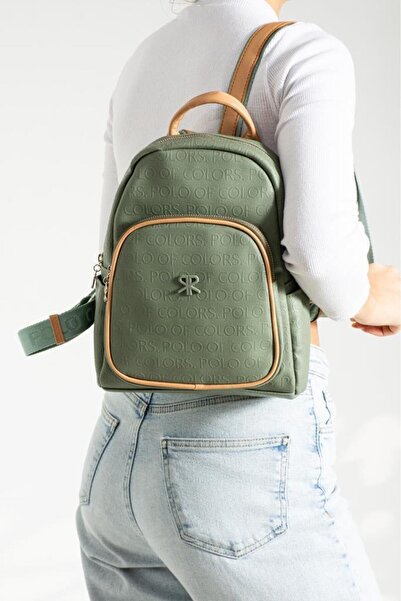 ImPolo Rucsac de damă cu imprimeu cu tabagografie verde asiatică - Dimensiune...