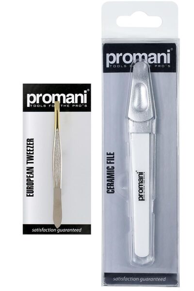 Promani European Tweezers/Ceramic Flat Tip Rasp - Advantageous Set of 2