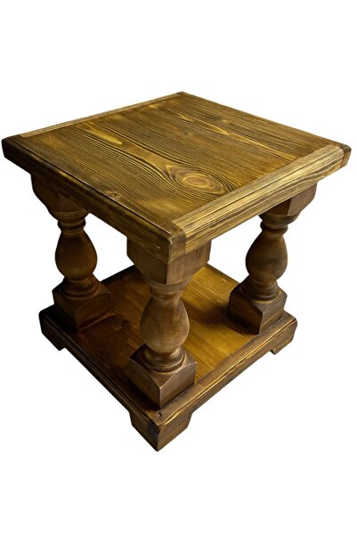 Evperisiym Ahşap Tasarım Yan Sehpa 4 cm Ağaç Kalınlığında (51x46x43,5cm)