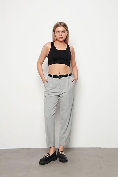 İKLİM LİFE Grey Belted Elastic Waist Trousers