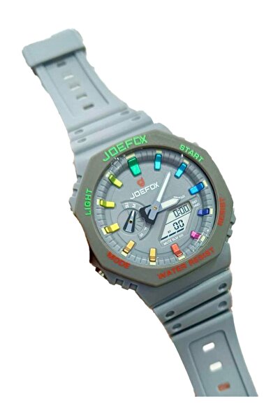 Joefox Renkli Kadran Siyah Silikon Kayışlı Spor Saat