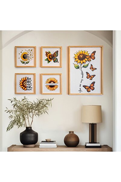 huhuli لوحة زهرة الشمس مكونة من 5 قطع