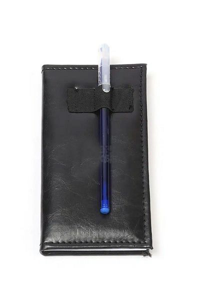 KORDAK Black Thin Leather Notebook - Hard Cover, Pen Gift