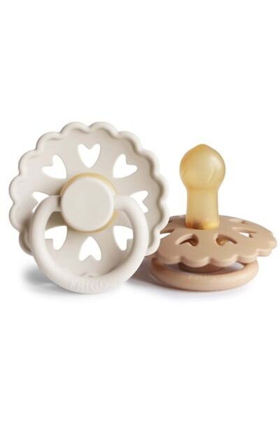 Frigg Fairytale Double Rubber Pacifier - 0-6 Months Cream/Bra