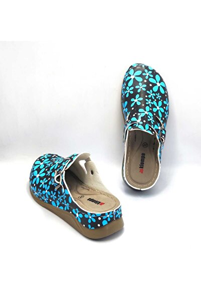 DR KLOMPA Blue Floral Printed Women's Sabo Slippers